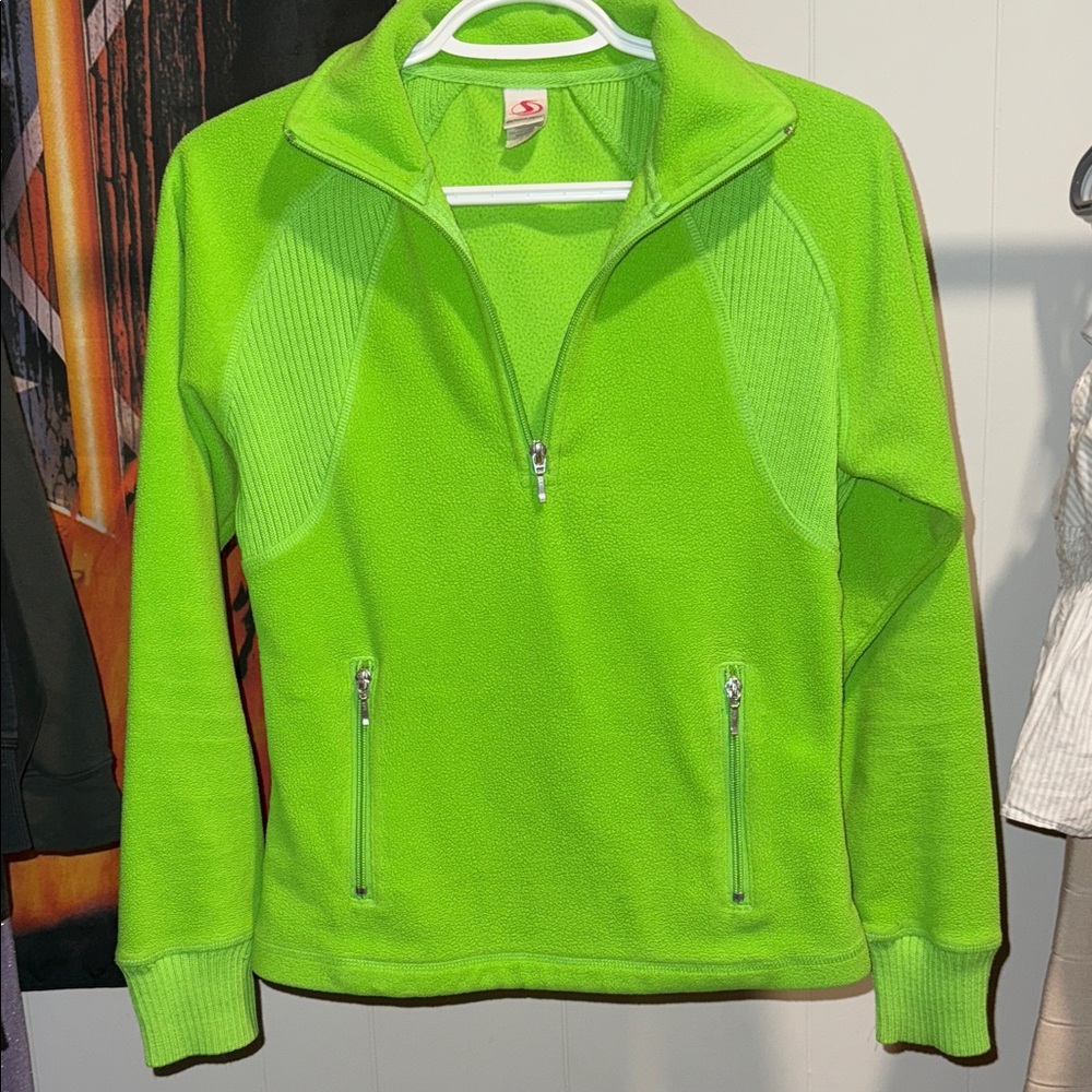 Vibrant Green Women's Half-Zip Sweater